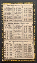 Load image into Gallery viewer, 1935-36 General Motors NHL Pocket Schedule Vintage Hockey Sports Calendar