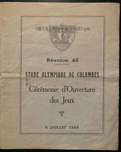 Load image into Gallery viewer, 1924 Very Rare Paris Summer Olympics Opening Ceremonies Program