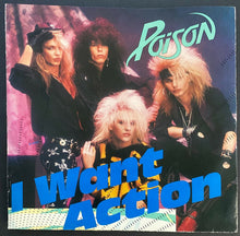 Load image into Gallery viewer, 1986 Poison I Want Action Promotional 45RPM Vinyl Record + Double Sided Poster