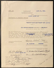Load image into Gallery viewer, 1946 NHL Hockey Toronto Maple Leafs Contract Signed Lawrie May Hap Day Autograph