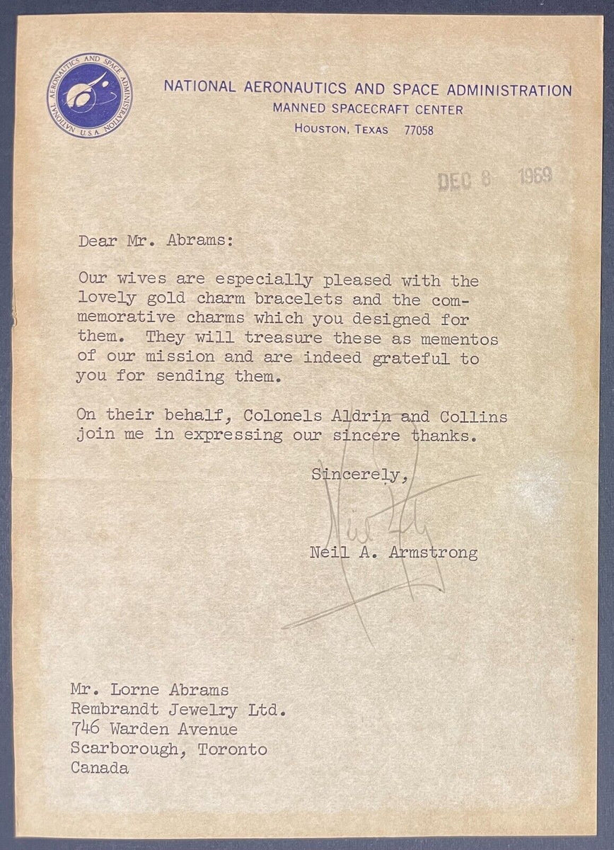 邦楽 hana / letter 1969 Neil Armstrong Signed Letter NASA Letterhead Autographed JSA