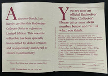 Load image into Gallery viewer, 1991 Vintage Anheuser Busch Budweiser Joe Louis Sports Legend Stein COA