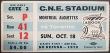 Load image into Gallery viewer, 1970 C.N.E. Stadium Montreal Alouettes vs Toronto Argonauts CFL Football Ticket