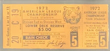 Load image into Gallery viewer, 1972 ALCS Game 5 Ticket Tiger Stadium MLB Detroit Tigers vs Oakland A's iCert