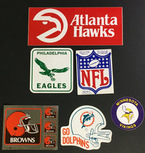 Load image into Gallery viewer, NFL Football Decal Lot 6 Stickers Unused Vikings Hawks Eagles Dolphins Browns