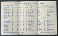 Load image into Gallery viewer, 1942 Toronto Maple Leafs International League Baseball Spring Training Schedule
