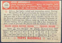 Load image into Gallery viewer, 1952 Topps Baseball Johnny Berardino #253 Cleveland Indians MLB Trading Card VTG