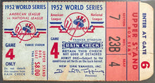Load image into Gallery viewer, 1952 World Series Game 4 Ticket Yankee Stadium New York v Brooklyn Dodgers icert