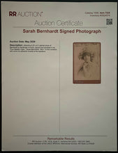 Load image into Gallery viewer, 1903 Sarah Bernhardt Autographed Cabinet Photo Very Rare Signed Antique JSA LOA