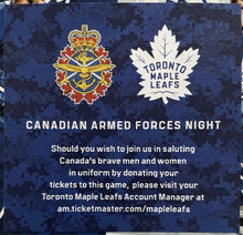 Load image into Gallery viewer, 01/18/2020 NHL Hockey Canadian Armed Forces Night Tickets x2 Toronto Maple Leafs