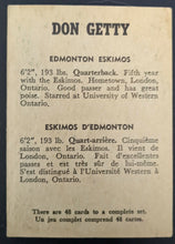 Load image into Gallery viewer, 1959 General Mills Wheaties CFL Football Don Getty Edmonton Eskimos CFL Card