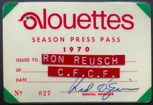 Load image into Gallery viewer, 1970 Montreal Alouettes CFL Football Season Press Pass Media Ron Reusch