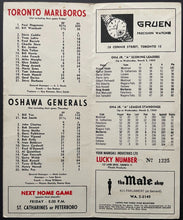 Load image into Gallery viewer, 1969 MLG Jr A Hockey Program Toronto Marlboros vs Oshawa Generals + Insert Photo