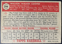 Load image into Gallery viewer, 1952 Topps Baseball #294 Walker Cooper MLB Card Boston Braves 5th Series