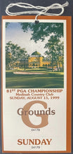 Load image into Gallery viewer, 1999 81st PGA Championship Grounds Pass Golf Tiger Woods Wins 11th Tournament