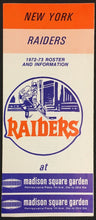 Load image into Gallery viewer, 1972-73 New York Raiders WHA Hockey Roster Info Guide Madison Square Gardens