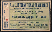 Load image into Gallery viewer, 1943 Triborough Stadium AAU International Track Meet Ticket New York USA A.A.U.
