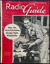 Load image into Gallery viewer, 1938 Radio Guide Magazine Boxing Max Schmeling Front Cover 2nd Joe Louis Fight