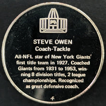 Load image into Gallery viewer, 1972 Steve Owen Pro Football Hall Of Fame Medal Franklin Mint 1 Troy Oz NFL