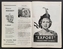 Load image into Gallery viewer, 1951 Maple Leafs Gardens NHL Program Toronto Maple Leafs vs NY Rangers Sid Smith