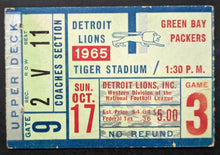 Load image into Gallery viewer, 1965 Green Bay Packers Detroit Lions Ticket Stub NFL Vintage Football Sports