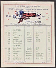 Load image into Gallery viewer, 1958 Clyde Beatty Circus Schedule 2 Weeks July Official Route Vintage Carnival