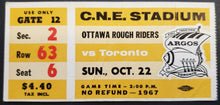 Load image into Gallery viewer, 1967 C.N.E. Stadium Ottawa Rough Riders vs Toronto Argonauts CFL Football