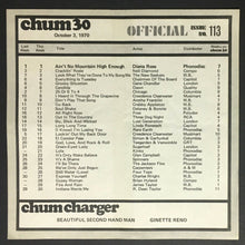 Load image into Gallery viewer, 1970 CHUM Radio Survey Music Chart Toronto Diana Ross Neil Diamond Chicago