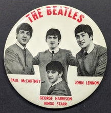 Load image into Gallery viewer, Vintage 1964 The Beatles Gold Back Large Pinback Button Paul Ringo George John