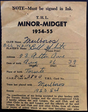 Load image into Gallery viewer, Bill White NHLer 1972 Team Canada Member Autographed Toronto Hockey League Form