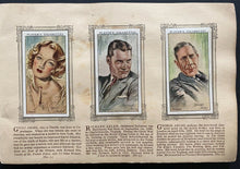 Load image into Gallery viewer, 1934 Vintage John Player Tobacco Cigarette Cards Album Of Film Stars Original