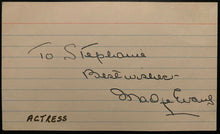 Load image into Gallery viewer, Signed Vintage Index Card Hollywood Actress Madge Evans Autographed Vtg