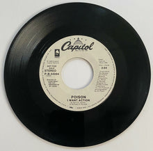 Load image into Gallery viewer, 1986 Poison I Want Action Promotional 45RPM Vinyl Record + Double Sided Poster