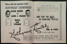 Load image into Gallery viewer, 1956 Moore vs Parker Heavyweight Championship Boxing Program + 4 Documents