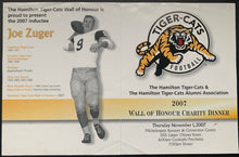 Load image into Gallery viewer, 2007 Tiger-Cats Wall of Honour Joe Zugar Induction Dinner Signed John Barrow CFL