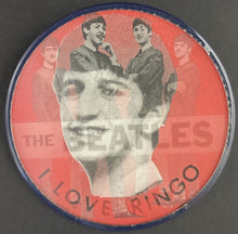 Load image into Gallery viewer, The Beatles Red Vari-Vue Flicker Pinback Button I Love Ringo Vintage Fab 4
