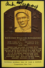 Load image into Gallery viewer, Rube Marquard Signed Hall Of Fame Plaque Autographed Postcard Giants MLB JSA