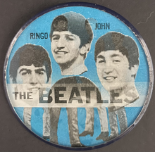 Load image into Gallery viewer, The Beatles Blue Vari-Vue Flicker Pinback Button Vintage Fab 4 John Lennon