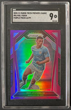 Load image into Gallery viewer, 2020-21 Panini Prizm EPL #96 Phil Foden Purple Prizm 63/99 SGC 9 Soccer Card