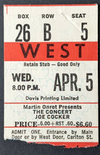 Load image into Gallery viewer, 1972 Joe Cocker + April Wine Concert Ticket Stub Toronto Maple Leaf Gardens VTG