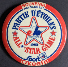 Load image into Gallery viewer, 1982 MLB Baseball All-Star Game 3.5" Pinback Montreal Expos O'Keefe Brewery Pin