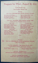 Load image into Gallery viewer, August 10th 1932 Los Angeles Summer Olympics Day Program Historical VTG Sports