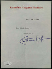 Load image into Gallery viewer, 1986 Katharine Hepburn Signed Cut Personal Stationary Autographed Celebrity JSA