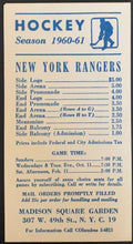 Load image into Gallery viewer, 1960 New York Rangers Pocket Schedule Madison Square Garden NHL Vintage Hockey