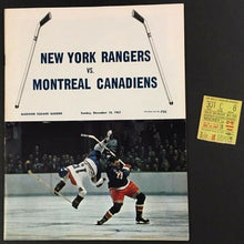 Load image into Gallery viewer, 1967 NHL Hockey MSG Program + Ticket New York Rangers Montreal Canadiens