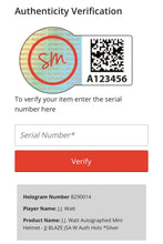 Load image into Gallery viewer, JJ Watt Autographed Houston Texans Blaze Signed Football Mini Helmet NFL COA