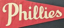Load image into Gallery viewer, Circa 1960 Philadelphia Phillies Full Size 30" Pennant MLB Baseball Vintage