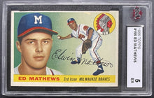 Load image into Gallery viewer, 1955 Topps #155 Eddie Mathews Milwaukee Braves MLB Card KSA EX 5