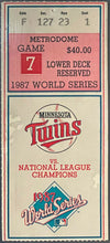 Load image into Gallery viewer, 1987 World Series Game 7 Ticket Stub Minnesota Twins Cardinals iCert Authentic