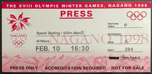 Load image into Gallery viewer, 1998 Winter Olympics Men's Speed Skating Ticket Gold Medal Event Nagano Japan